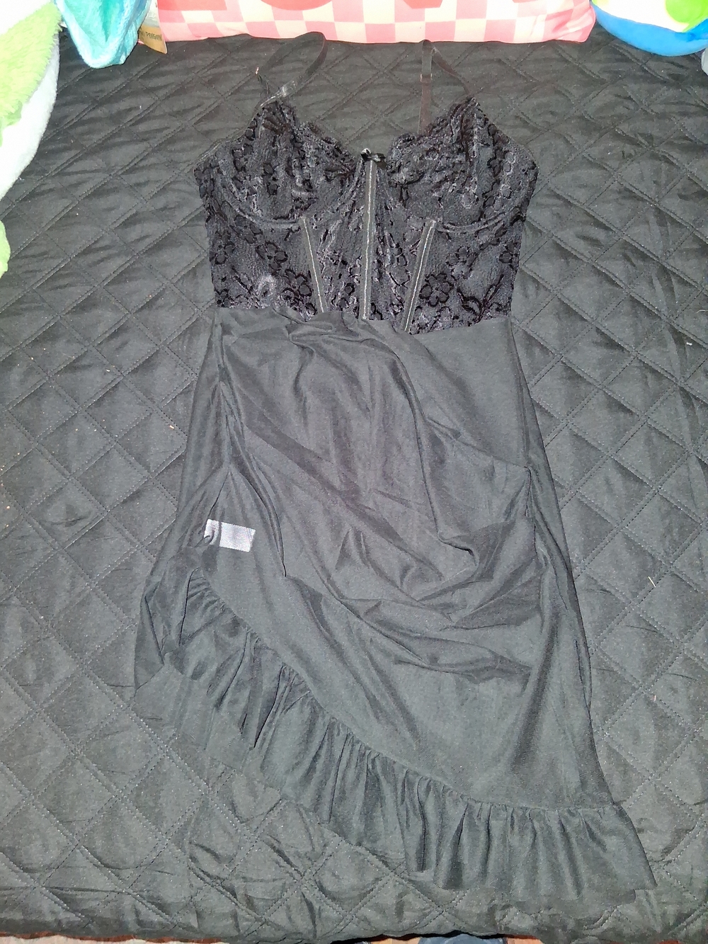 Black Lace Bodice Slip Dress - Unbranded